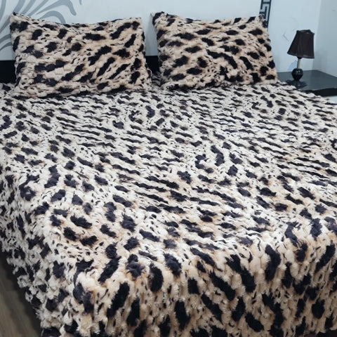 Premium Leopard  Fleece Bedsheet