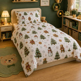 Christmas Teddy & Snowman Kids Bedsheet