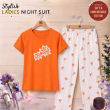Ladies Orange Floral Nightwear