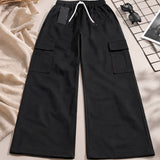 Women’s Black Wide Leg Cargo Trousers