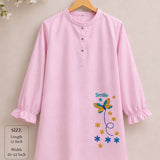 Women’s Pink Butterfly Embroidered Ruffle Shirts