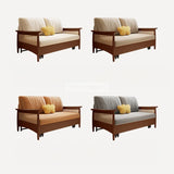 Convertible Sofa Bed with Pull-Out Footrest | Wooden Frame Lounge Chair & Sleeper