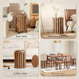 Modern Round Wooden Side Table with Wheels – Space-Saving Mobile End Table