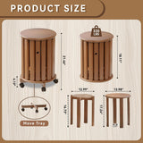 Modern Round Wooden Side Table with Wheels – Space-Saving Mobile End Table