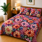 Royal Pink & Purple Floral Printed Bed Sheet