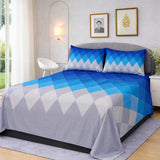 Ocean Blue Geometric Printed Bedsheet Set (3pcs)