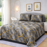Grey & Gold Marble Luxury Printed Bedsheet Set (3pcs)