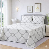 Elegant White Designer Printed Bed Sheet