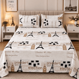 Stylish Travel Theme Graphic Printed Bed Sheet