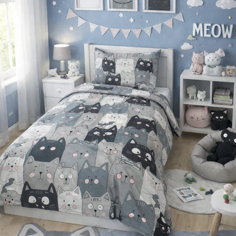 Adorable Cat Face Kids Bedsheet