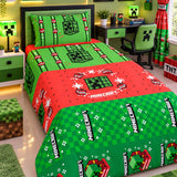 Minecraft Green Theme Kids Bedsheet