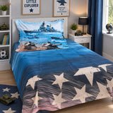 Navy Blue Military Kids Bedsheet