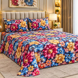 Luxury Colorful Flower Printed Bed Sheet