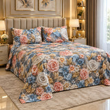 Premium Blue Floral Printed Bed Sheet