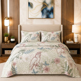 Tropical Cockatoo Floral Printed Bed Sheet