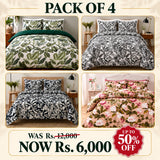 Pack of 4 Luxury Floral Printed Bedding