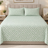 Mint Green Geometric  Print Bedsheet – King Size