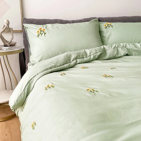 Sunflower Embroidered Bedsheet