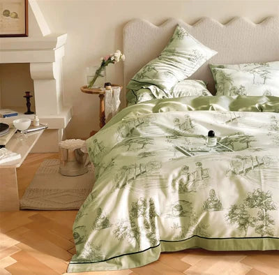 Retro Pastoral Style Printed Bedding Duvet Set