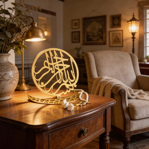 Crescent Bismillah Metal Tabletop Décor