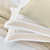 Luxury White Duvet Cover Set with Beige Border