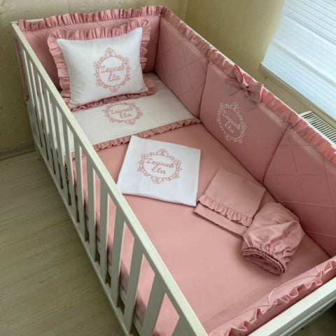 Pink Baby cot set - The Linen House