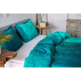 Plain Velvet Duvet Set ( Teal ) - The Linen House