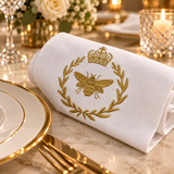 Royal Crown & Bee Embroidered Table Napkin