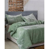 Plain Velvet Duvet Set Green - The Linen House