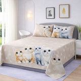 Adorable Cat - Themed Printed Bedsheet (3pcs) - The Linen House