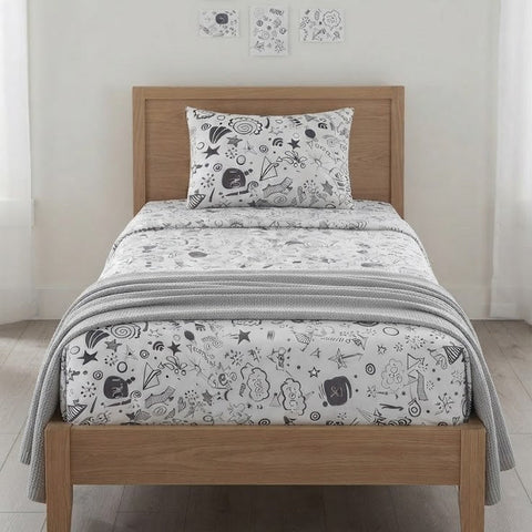 Adventure Doodle Print Kids Bedsheet - The Linen House