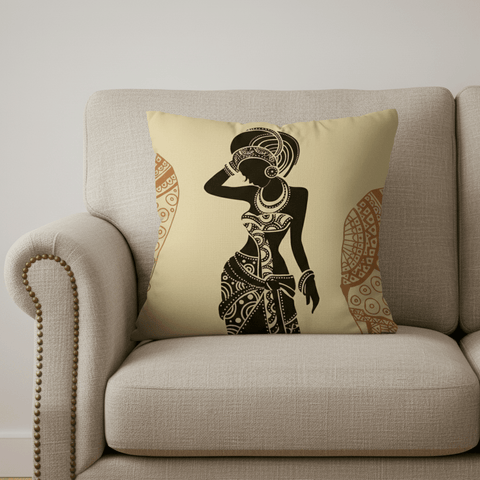 African Woman Art Cushion Covers ( Pack of 3) - The Linen House