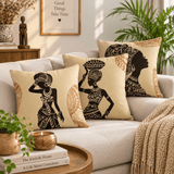 African Woman Art Cushion Covers ( Pack of 3) - The Linen House