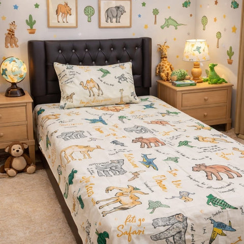 Animal Kingdom Printed Kids Bed - sheet - The Linen House