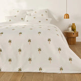 Palm Embroidered Bedsheet White