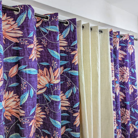 Autumn Grove Printed Cotton Duck Drapes | set of 3 - The Linen House