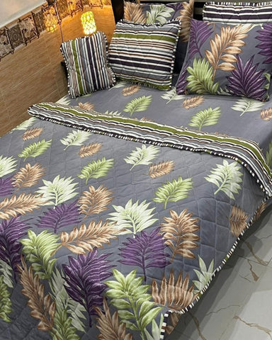 Autumn Leaves 7Pc Bedspread Set in Cotton Mix - The Linen House