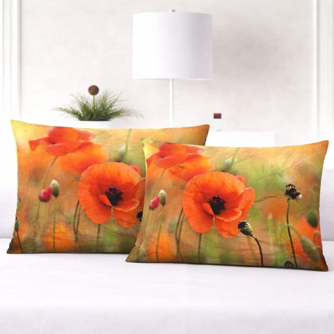 Autumn Poppy Bloom Accent Pillows Cover (Pack of 2) - The Linen House