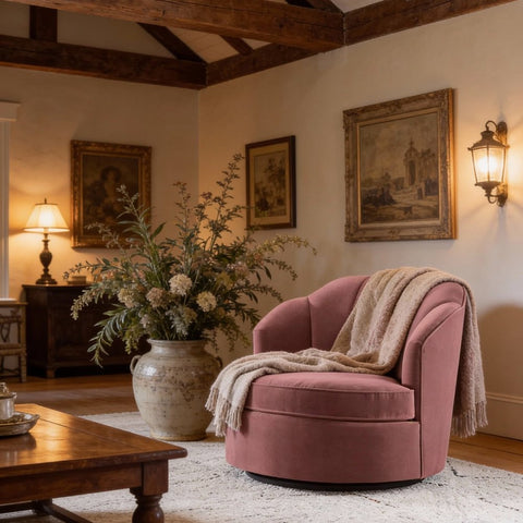 Avery Dusty Mauve Velvet Chair - The Linen House
