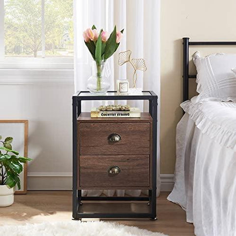 2-Drawer Modern End Table Side Table - The Linen House