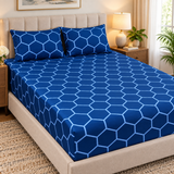 Royal Blue Hexagon Fitted Sheet