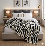 Luxury Reversible Faux Fur Throw Blanket – Zebra Stripe Pattern