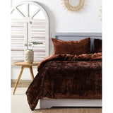 Plain Velvet Duvet Set Brown - The Linen House