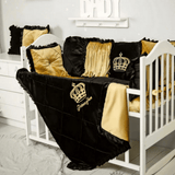 Baby Cot Set Black with Gold - The Linen House