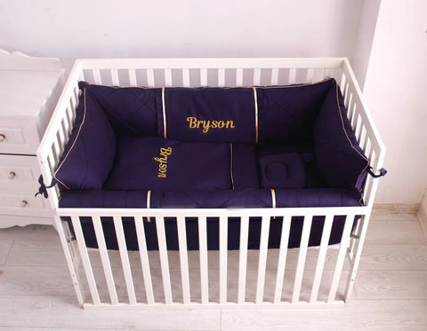 Baby Cot Set Navy - The Linen House