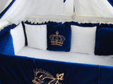 Baby Cot Set( Prince Crown White with Blue) - The Linen House