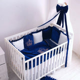 Baby Cot Set( Prince Crown White with Blue) - The Linen House