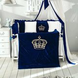 Baby Cot Set( Prince Crown White with Blue) - The Linen House