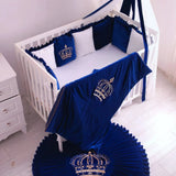 Baby Cot Set( Prince Crown White with Blue) - The Linen House