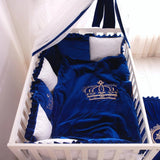 Baby Cot Set( Prince Crown White with Blue) - The Linen House